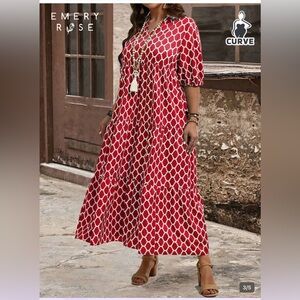 Plus Geometric Print Maxi Dress